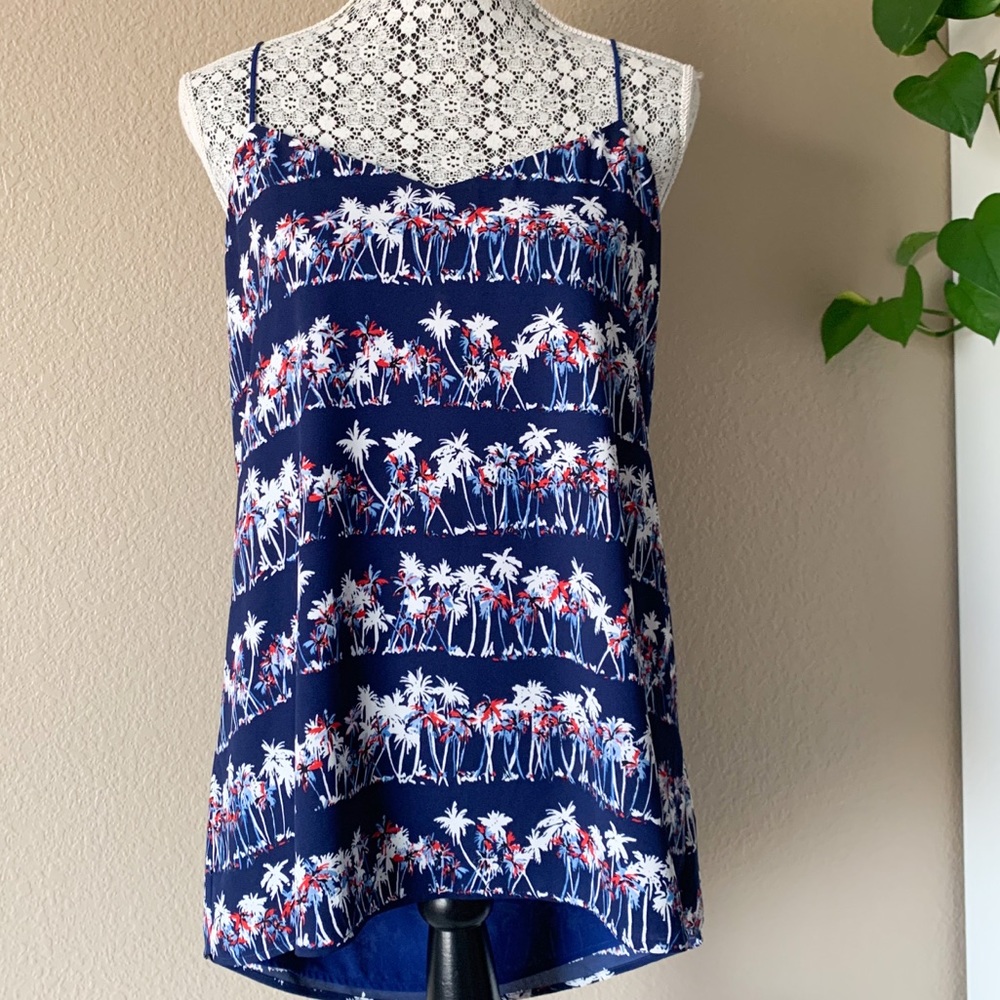 Express Barcelona Reversible Cami, Blue Palm, L